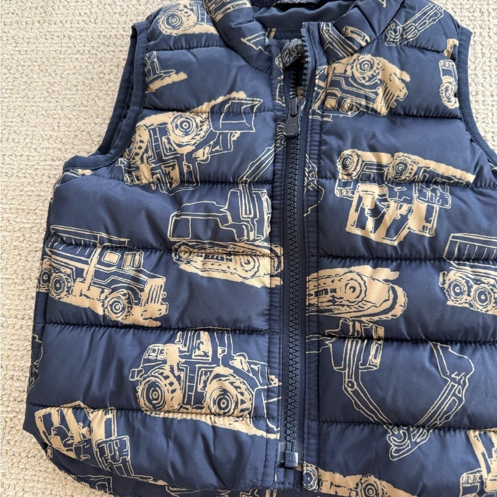 GAP Kids Blue Vest with Construction Print